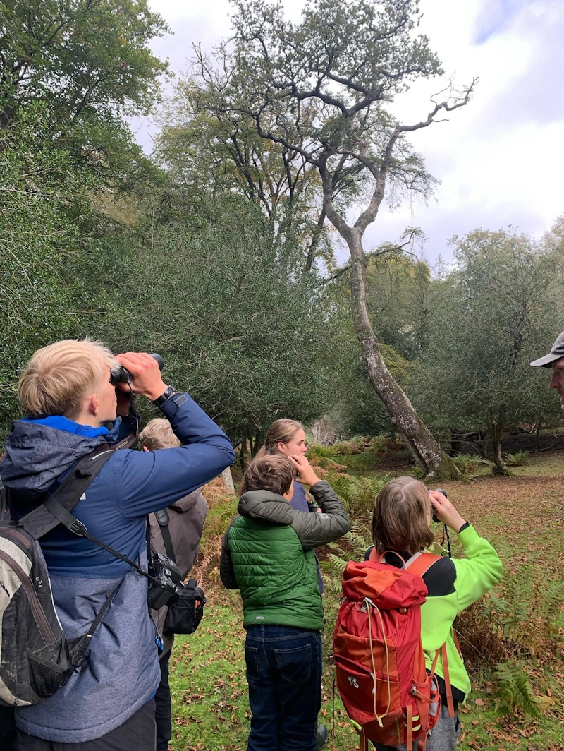 Group of young birdwatchers